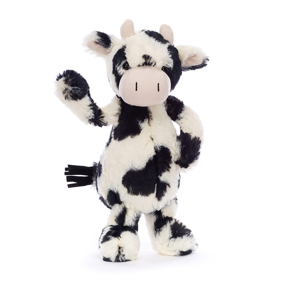 Jellycat Bashful Calf with soft fur for gentle hugs.