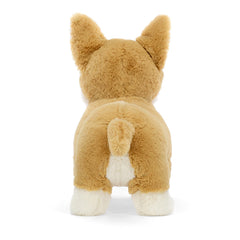 Jellycat Betty Corgi plush face closeup emphasizes features and inviting expression.