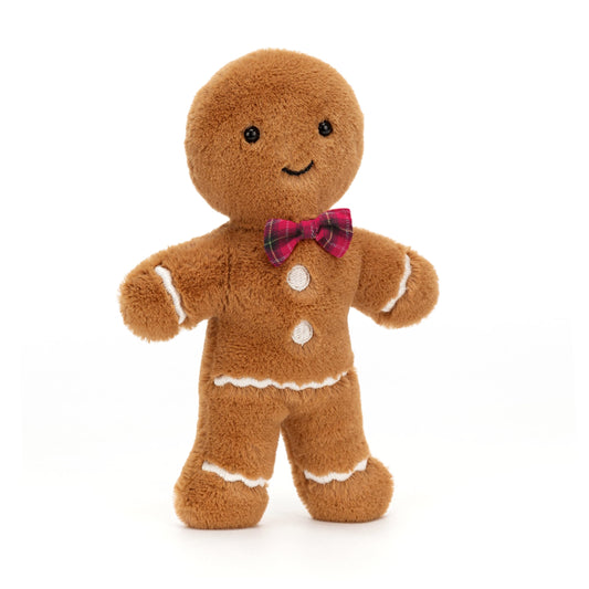 Jellycat Jolly Gingerbread Fred with soft fur plush for cozy hugs.