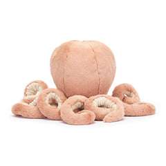 Jellycat Odell Octopus sitting pose, ideal for shelf display and hugs.
