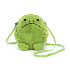 Jellycat Ricky Rain Frog front face detail captures cheerful expression and playful charm