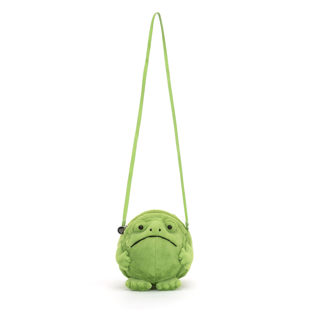 Jellycat Ricky Rain Frog interior lined pocket shows organized storage for essentials
