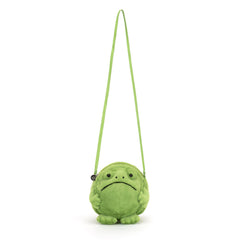 Jellycat Ricky Rain Frog interior lined pocket shows organized storage for essentials
