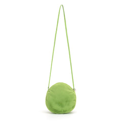 Jellycat Ricky Rain Frog size reference with phone illustrates everyday practicality
