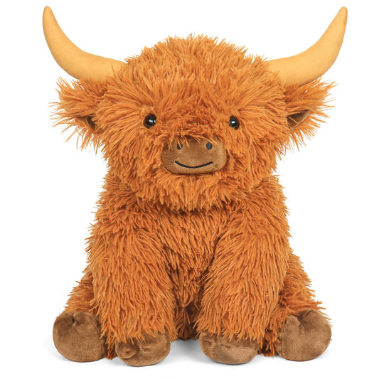 JellyMallow Highland Cow 16in plush, ideal for cozy hugs and comforting play.