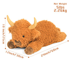 Close up of Highland Cow plush face showing kind expression and soft texture