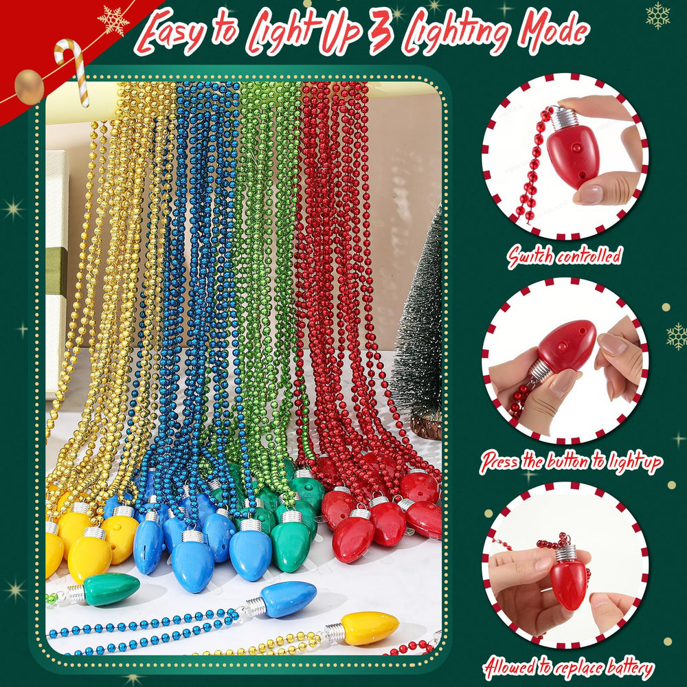 Jenaai Christmas bulb necklace doubles as decor for parties.