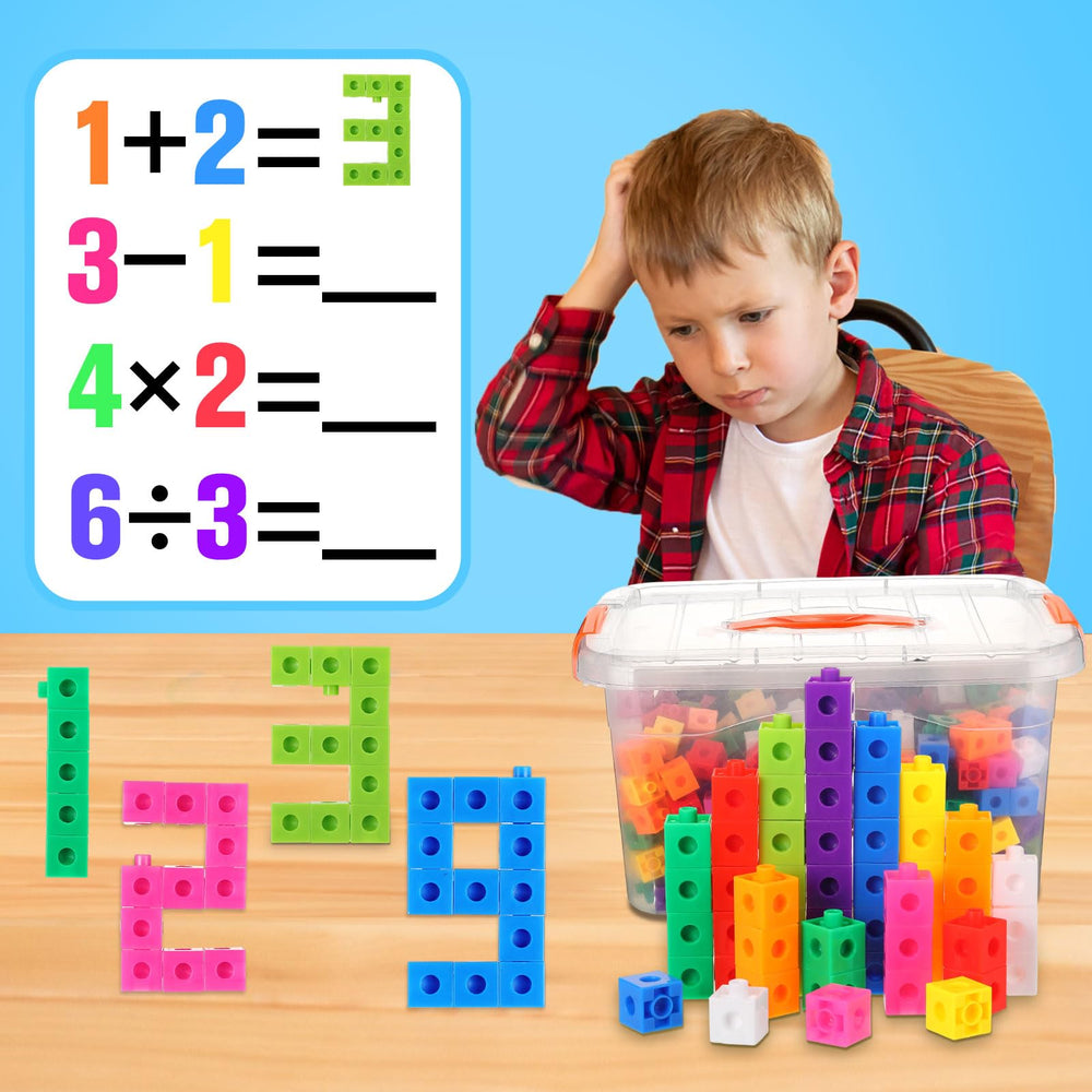 Jenaai orange math cubes support early numeracy in classroom settings.