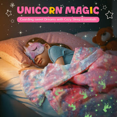 Jenria unicorn eye mask helps little ones rest.