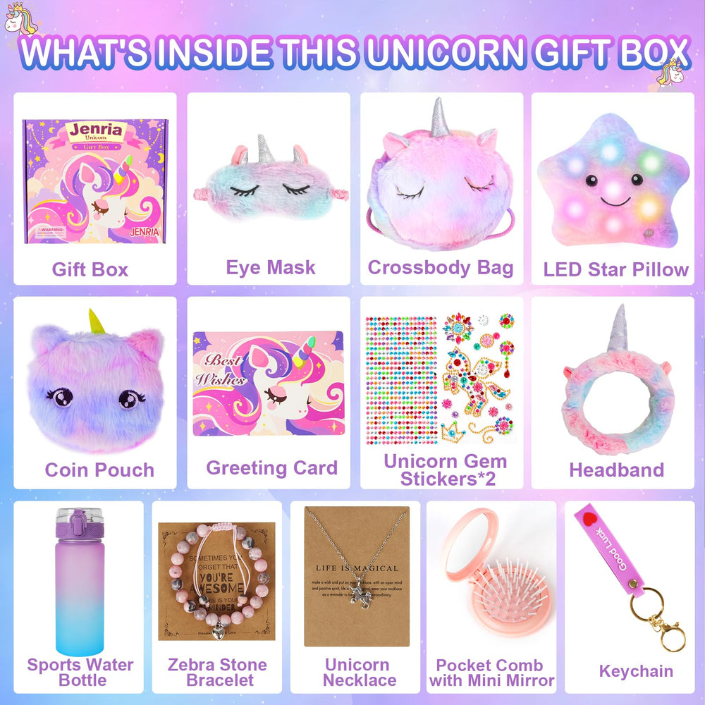 Jenria unicorn gift set plush eye mask for cozy sleep and relaxation