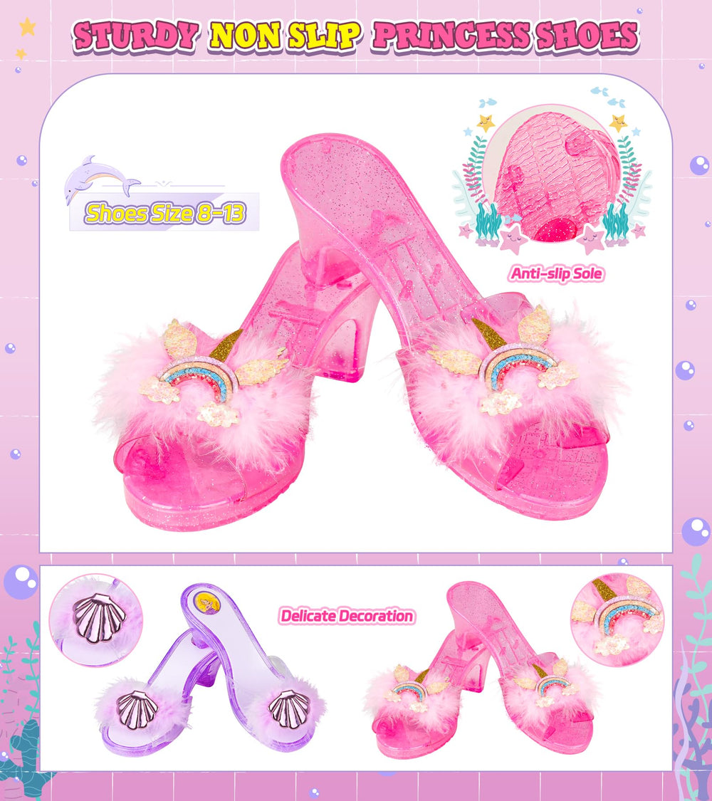 Jeowoqao non-slip princess shoes with sparkly details for safe indoor use