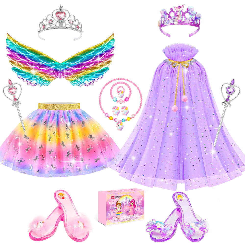 Jeowoqao princess treasure chest with complete dress-up accessories for imaginative play.
