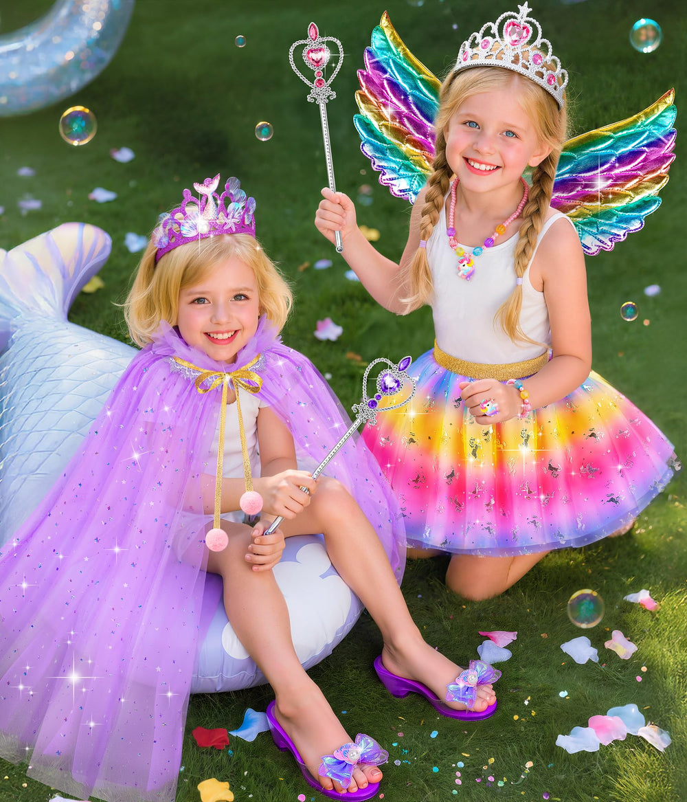 Jeowoqao princess shoes with secure heel and anti-slip soles for safe pretend wear.