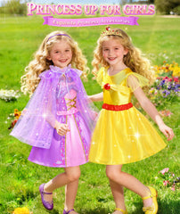 Jeowoqao sparkling cape and dress elevating a princess look during pretend play.