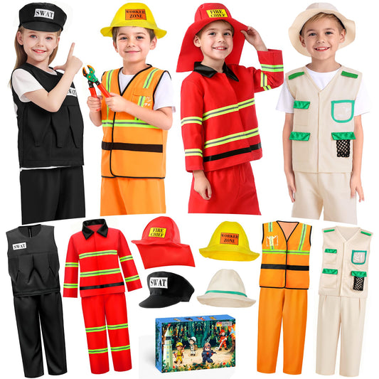 Jeowoqao fireman costume for toddlers ready for imaginative play.