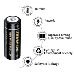 JESSPOW 18500 battery inside a flashlight delivers steady nighttime power.