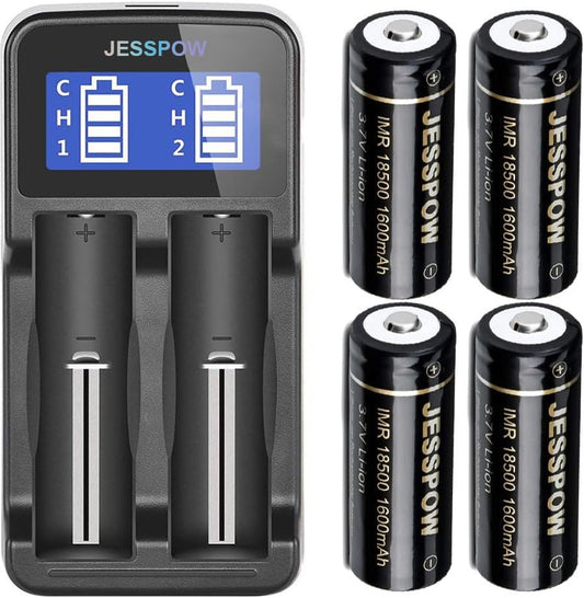 JESSPOW 18500 battery with charger powers devices efficiently and reliably.