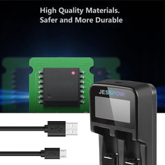 JESSPOW four-pack includes a charger for easy setup.