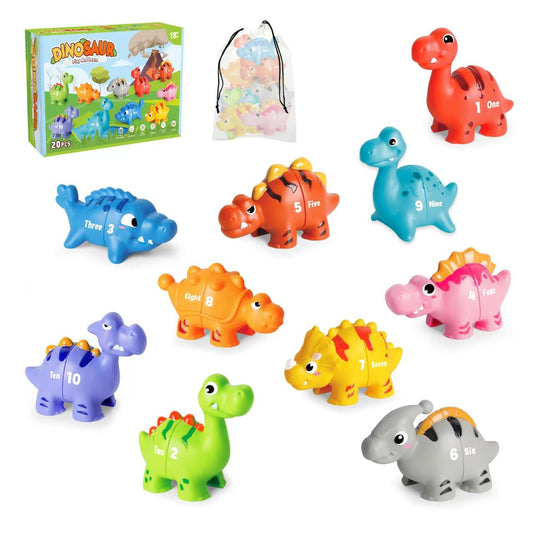 Jetbotell 20-pcs dinosaur number learning toys with colorful dino buddies for early math fun