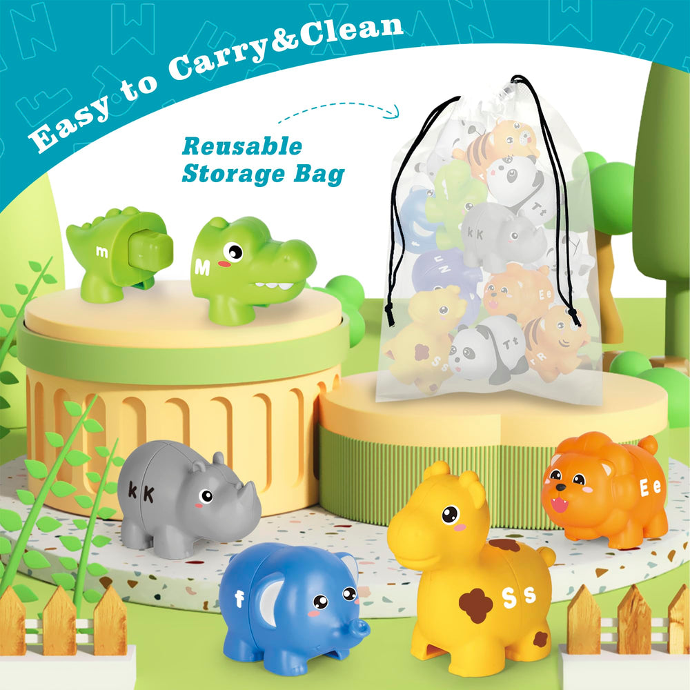 Jetbotell fine-motor-toy showcasing little fingers snapping animal halves for better dexterity