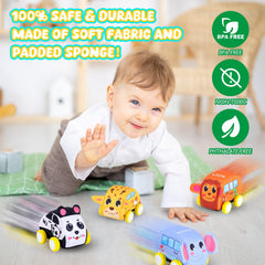 Jetbotell pullback vehicle panda car sparks curiosity and color recognition during play.