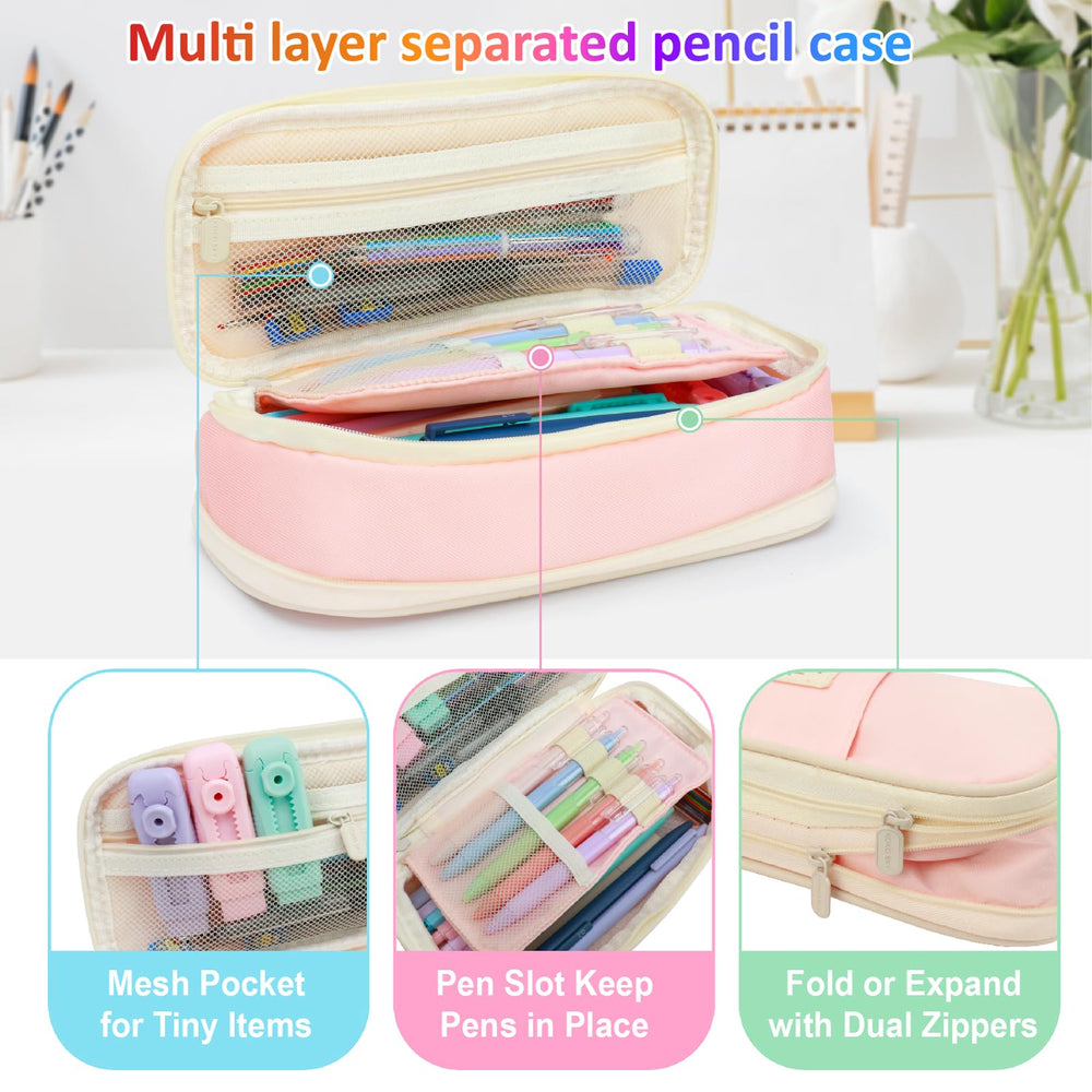 Pink organizer case open showing organized interior