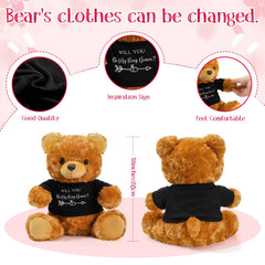 Jexine flower girl bear with white brown outfit, adds festive decor to bridal shower