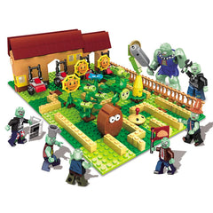 JHESAO Plants Zombies assembly figures set 1-2 forming a big imaginative scene.