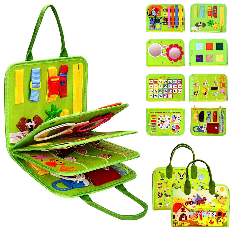 JHkim Busy Board daily dressing page for fine motor skills on the go