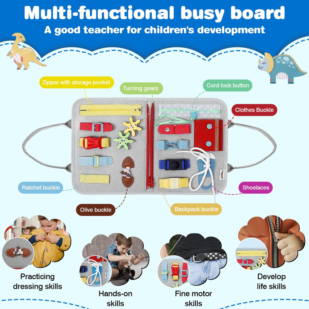 JHkim Busy Board Eight-Pages; diverse activities for on-the-go learning.