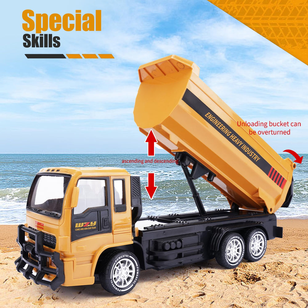 Jiakora dump truck shown in indoor and outdoor play environments