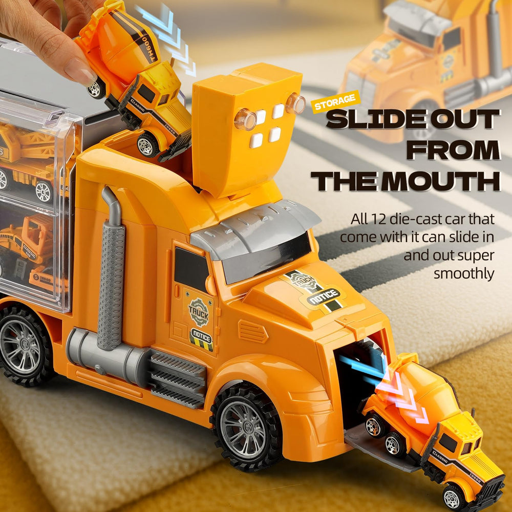 Twelve mini die-cast vehicles by Jiakora for quick vehicle swaps