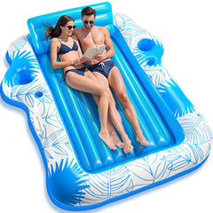 JIANYHW inflatable adult tanning pool lounger 85x71 inches for comfortable sunbathing and lounging.