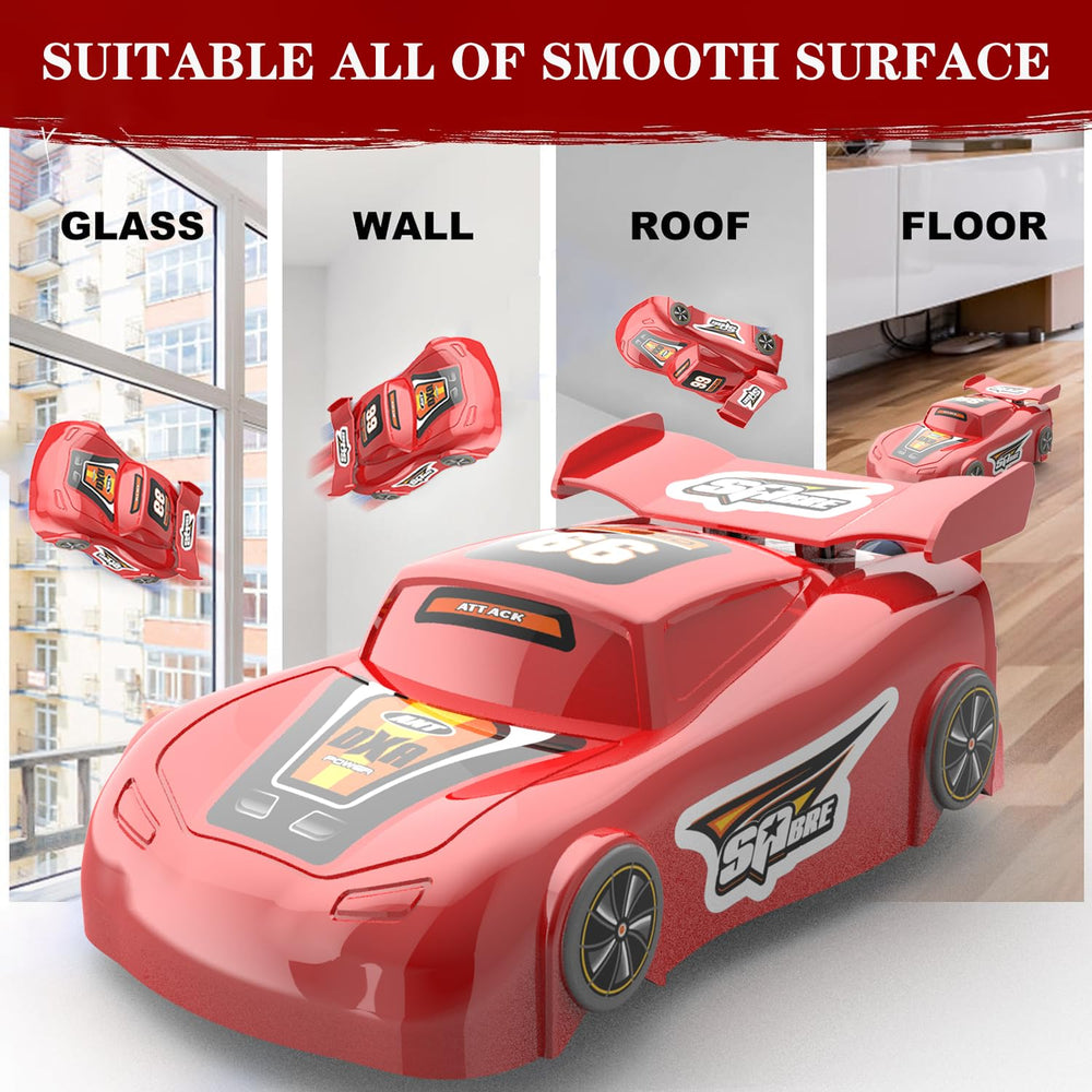 JICIFU Wall Climbing Car on wall demonstrates vertical grip and versatility.