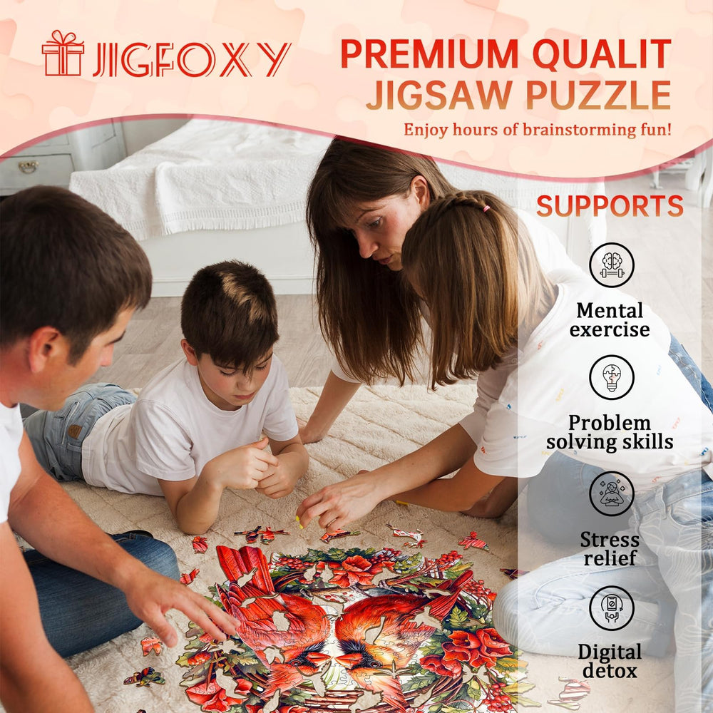 Jigfoxy cardinal wooden puzzle collection, boosts concentration and problem solving.