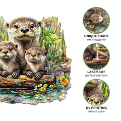 Jigfoxy finished display otter puzzle adds charming room decor.