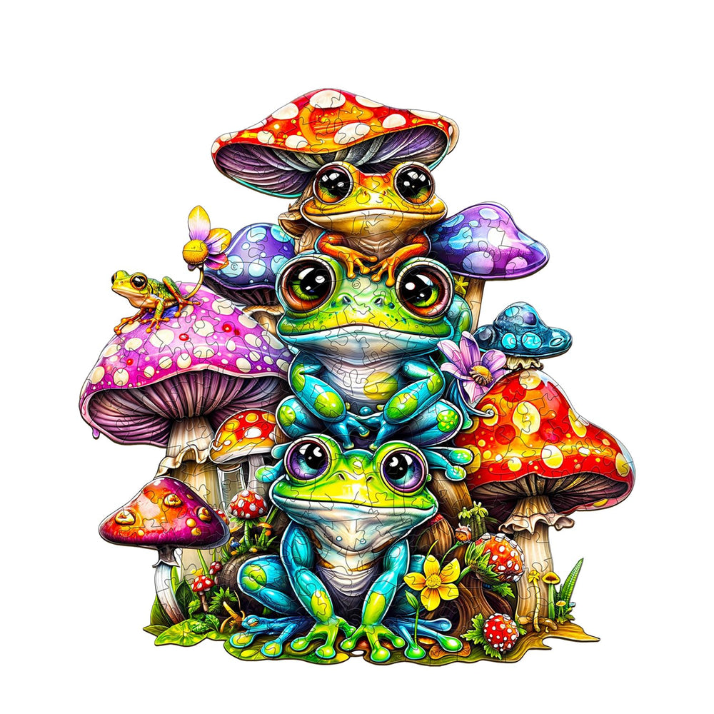 Jigfoxy frog family wooden puzzle assembly, enhances focus during quiet evenings