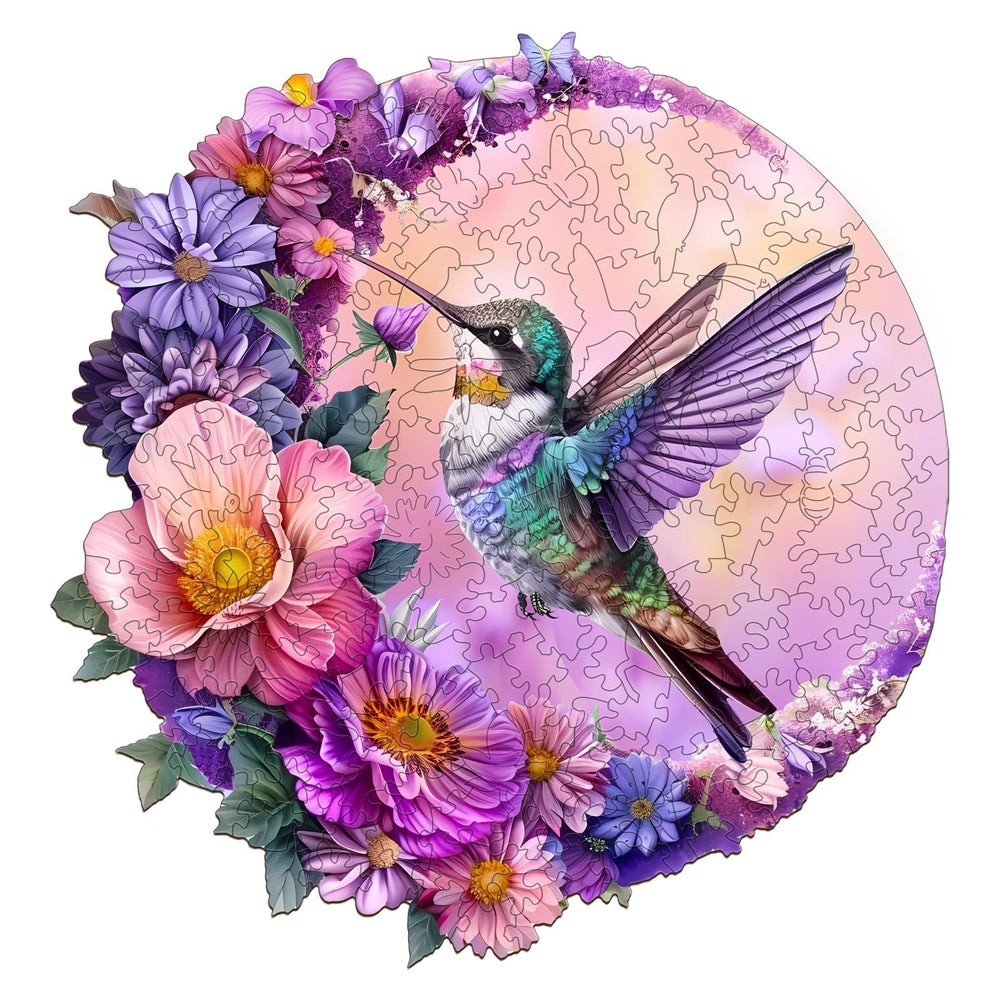Jigfoxy hummingbird wooden puzzle with vibrant colors for family bonding and relaxing evenings.