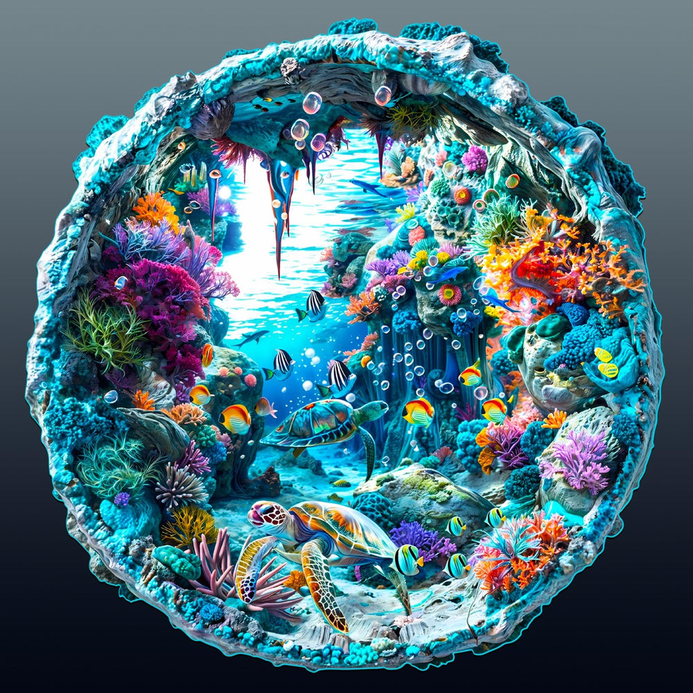 Jigfoxy ocean 3D visual puzzle showcases vivid wood art for adults.