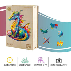 Jigfoxy UV-printed colors on dragon wooden puzzle