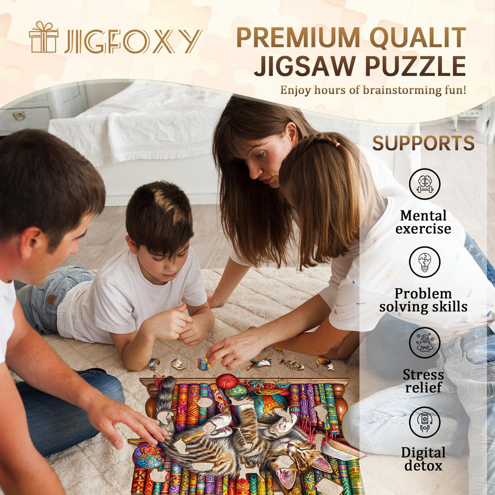 Jigfoxy wooden fox puzzle outline provides mindful challenge and wall art.