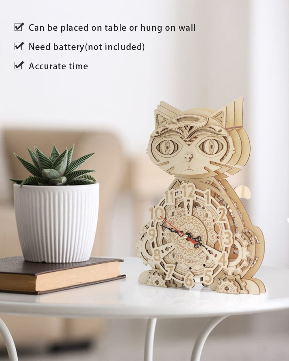 JigToy basswood clock puzzle emphasizes eco-friendly materials and durable finish