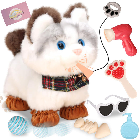 Jimate interactive walking cat with leash for imaginative play and responsibility.