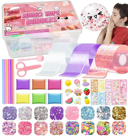 Jimcii Nano Tape Bubble Kit packaging showcases kid-friendly setup for quick play.