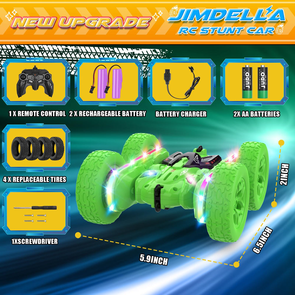 Jimdella stunt car is suitable for indoor and outdoor fun.