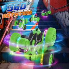 Jimdella stunt car performs 360 flips for dynamic play.