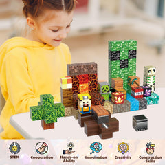 JIMI magnetic blocks tower-building scene supports fine motor skills.