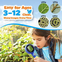 JIMZOO Kids Microscope side view highlighting lightweight, kid-friendly grip