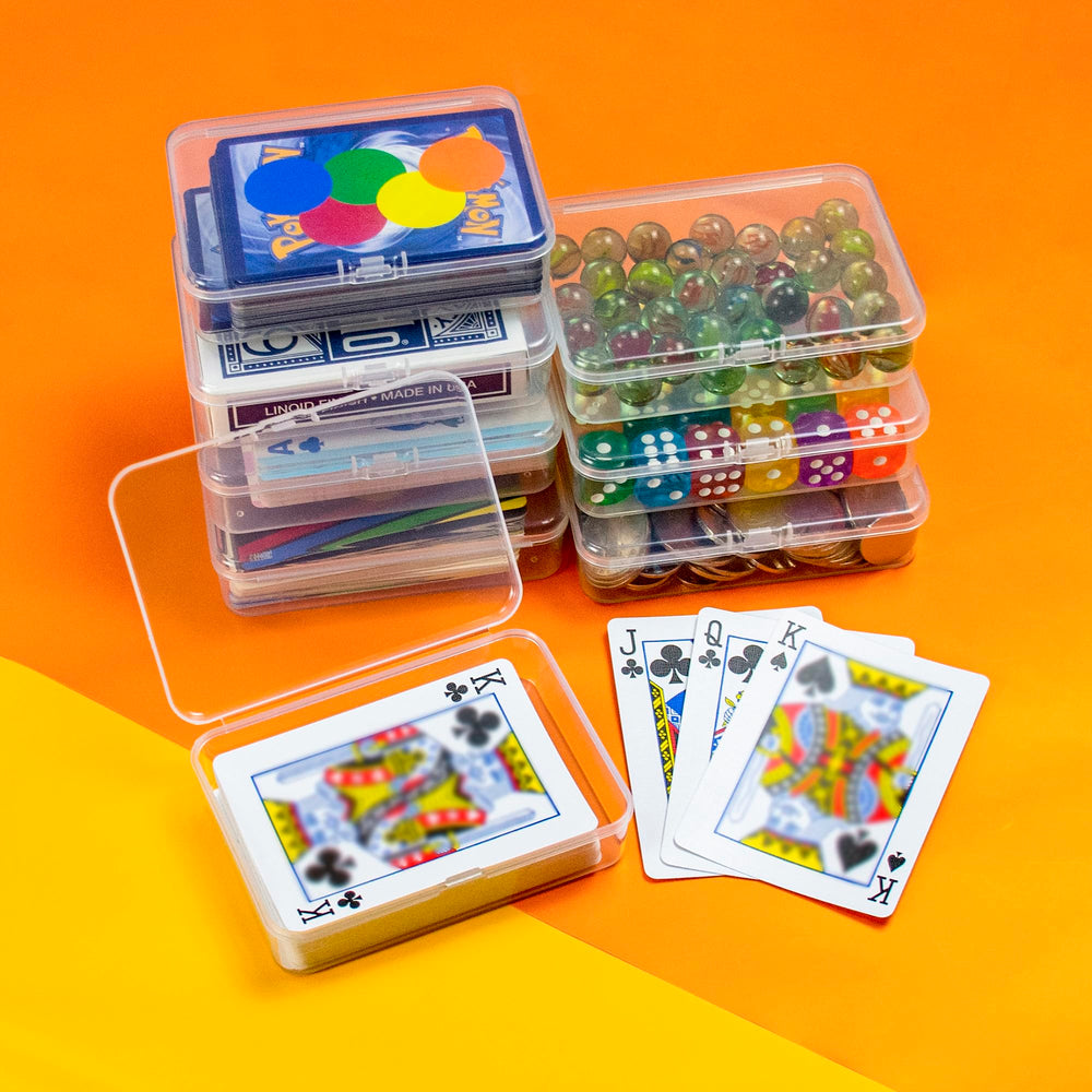 JINUPHION 8-pack playing card case in clear box keeps cards organized.