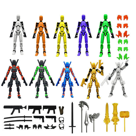Jirown T13 action figure set front view for desk display and pose flexibility.